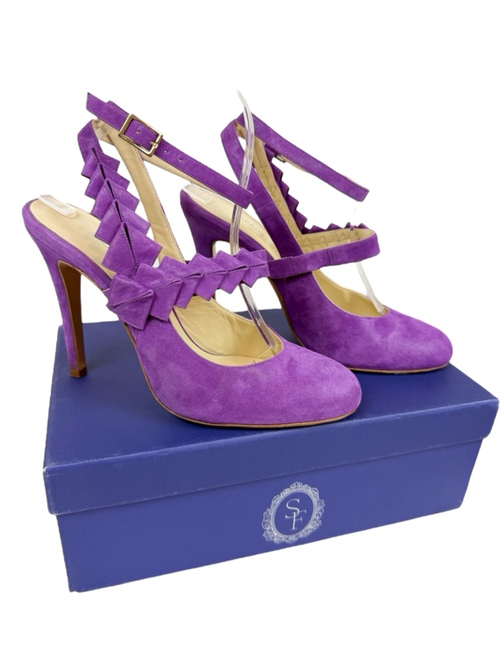 Sarah Flint Hayworth Orchid Shimmer Ankle Strap Mary Jane Purple Pumps 39/ US 9